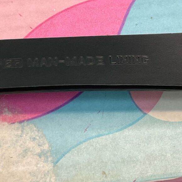 Chico’s Belt Black Split Leather Silver Gold Tone Metal Clasp Slide Adjustable - Picture 7 of 7